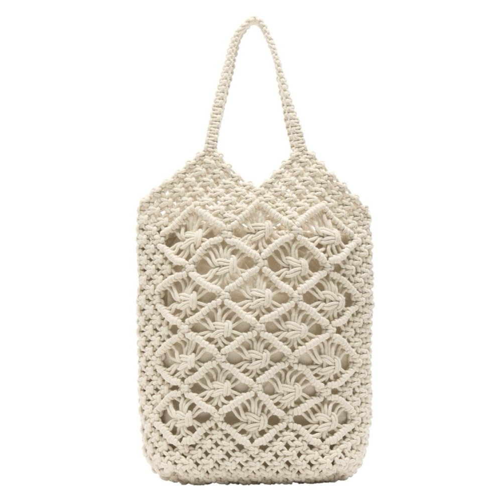 ZARA Macrame Cream Tote Bag